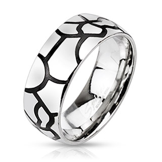 Bague mixte acier style craquelé