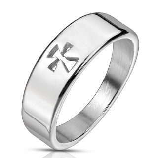 Bague mixte en acier  petite croix celtique ajoure