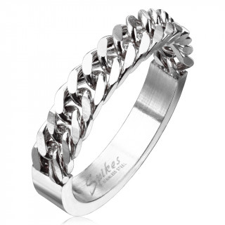 Bague mixte en acier inox à maillons style gourmette