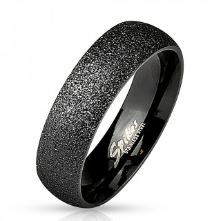 Bague mixte en acier noir poli et sabl