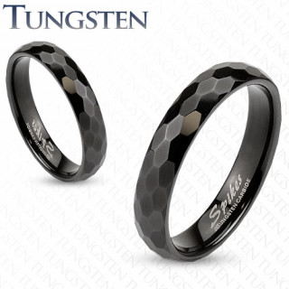 Bague mixte en tungstne noir  facettes