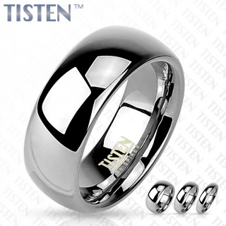 Bague mixte large style alliance en Tisten argent poli miroir