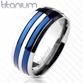 Bague mixte titane Blue Lines