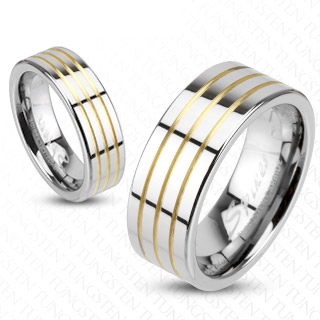 Bague mixte tungstene Golden Rings