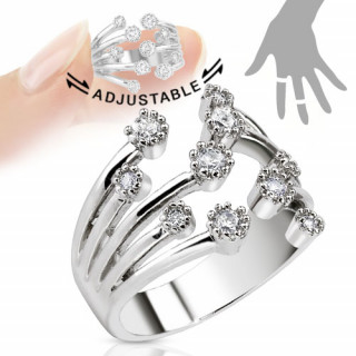 Bague d'orteil ajustable en laiton  fleurs stylises