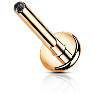 Barre de piercing cuivre type Labret en titane  base large de 4mm (filetage interne)
