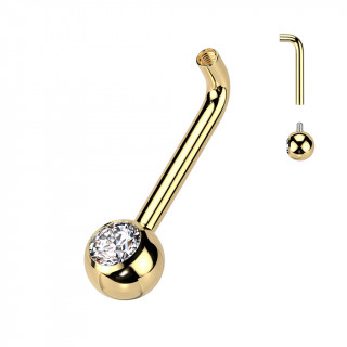 Barre dore + boule strass piercing intime fminin christina en Titane (ASTM F-136)