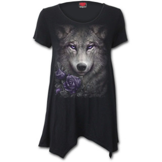 Blouse femme goth-rock  Loup aux roses