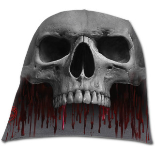 Bonnet gothique gris  crane et coulures de sang "DEATH ROAR"