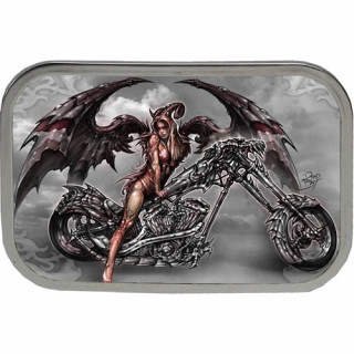 Boucle de ceinture rectangulaire avec ange de la mort sur moto chopper