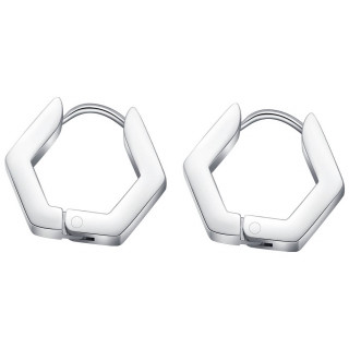 Boucles croles homme hexagonales en acier (Paire)