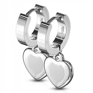 Boucles d'oreille acier  pendentif coeur (paire)