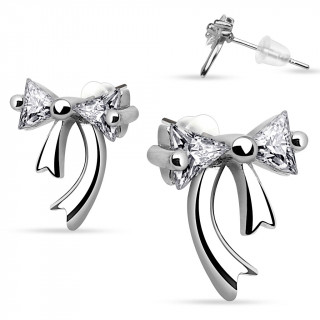 Boucles d'oreilles  noeud papillon en argent 925