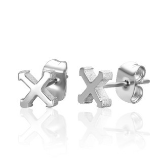 Boucles d'oreilles acier en X