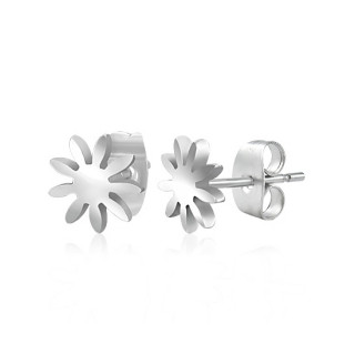 Boucles d'oreilles acier fleur