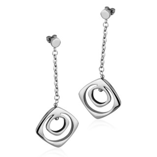 Boucles d'oreilles acier style artistique à losanges