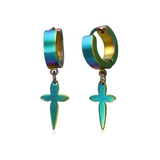 Boucles d'oreilles anodises avec croix