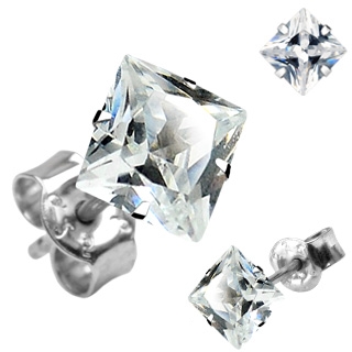 Boucles d'oreilles argent  carr clair