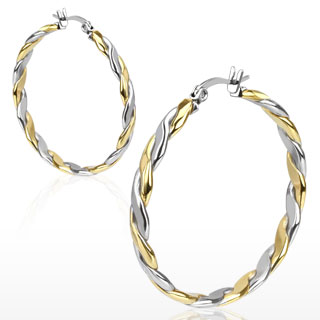 Boucles d'oreilles croles  spirale dore et argente