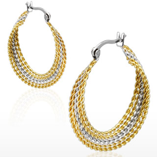 Boucles d'oreilles croles  torsades dores et argentes