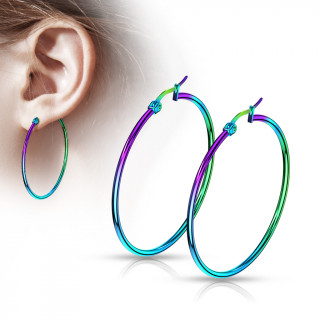 Boucles d'oreilles croles arc en ciel en acier (paire)