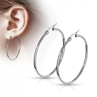 Boucles d'oreilles créoles argentées en acier (paire)