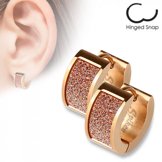 Boucles d'oreilles créoles en acier cuivré à rectangle sablé