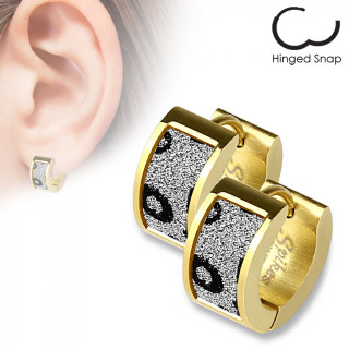 Boucles d'oreilles créoles en acier doré à rectangle sablé léopard