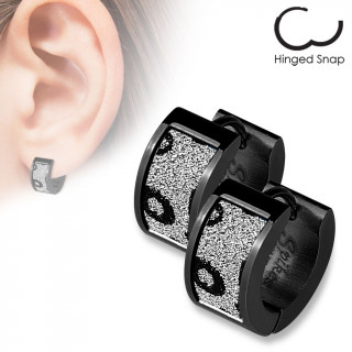 Boucles d'oreilles croles en acier noir  rectangle sabl lopard