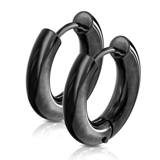 Boucles d'oreilles croles paisses noires en acier (paire)