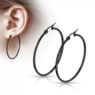 Boucles d'oreilles créoles noires en acier (paire)