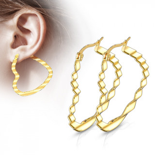 Boucles d'oreilles créoles ondulées dorées en acier (paire)