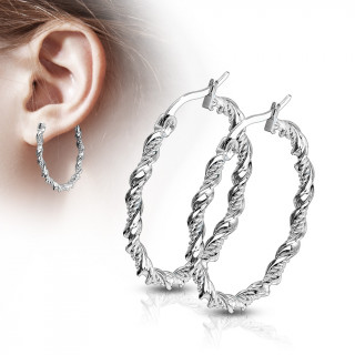 Boucles d'oreilles croles tresses argentes en acier (paire)