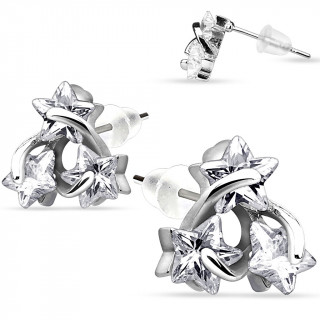 Boucles d'oreilles en argent 925 avec trio d'toiles