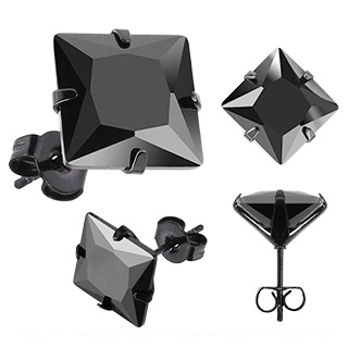 Bhina 10 Paires Boucle D'Oreille Homme Noir Diamant,Acier Inoxydable D