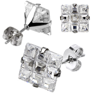 Boucles d'oreilles homme Nine Squares