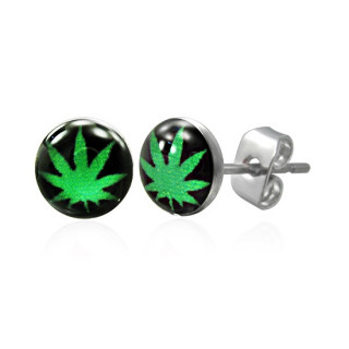 Boucles d'oreilles logo cannabis