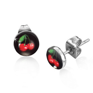 Paire de boucles d'oreilles logo cerises