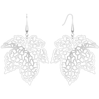 Boucles d'oreilles pendantes  feuille d'rable ajoure