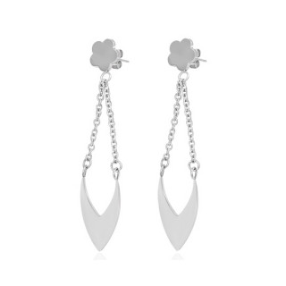 Boucles d'oreilles pendantes fleur et pointe enchainée