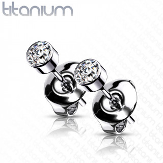 Boucles d'oreilles Titane G23 puces zirconium