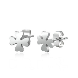 Boucles d'oreilles trfle acier