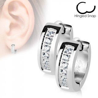 Boucles d'oreille acier à encoche strass