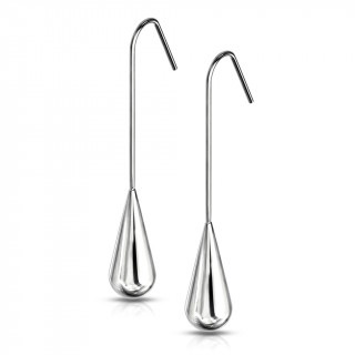 Boucles d'oreille acier  goutte suspendue (paire)