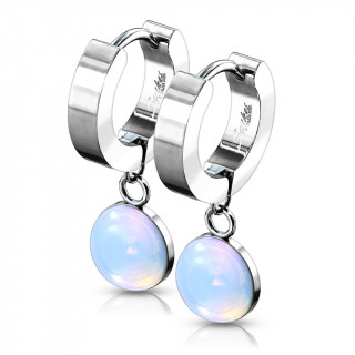 Boucles d'oreille acier  pendentif Opalite