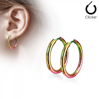 Boucles d'oreille croles en acier plaqu IP - Arc en ciel