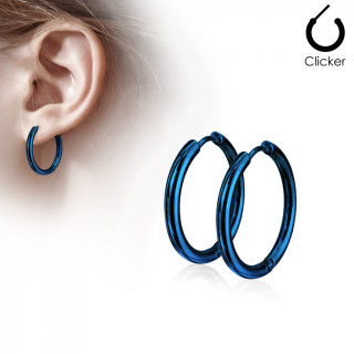 Boucles d'oreille croles en acier plaqu IP - Bleu