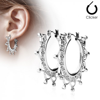 Boucles d'oreille croles larges  coeurs vintages