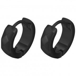 Boucles d'oreille homme  bandeau facett en acier noir