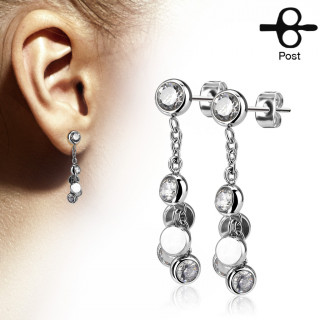 Boucles d'oreille pendante acier multi-breloques strass